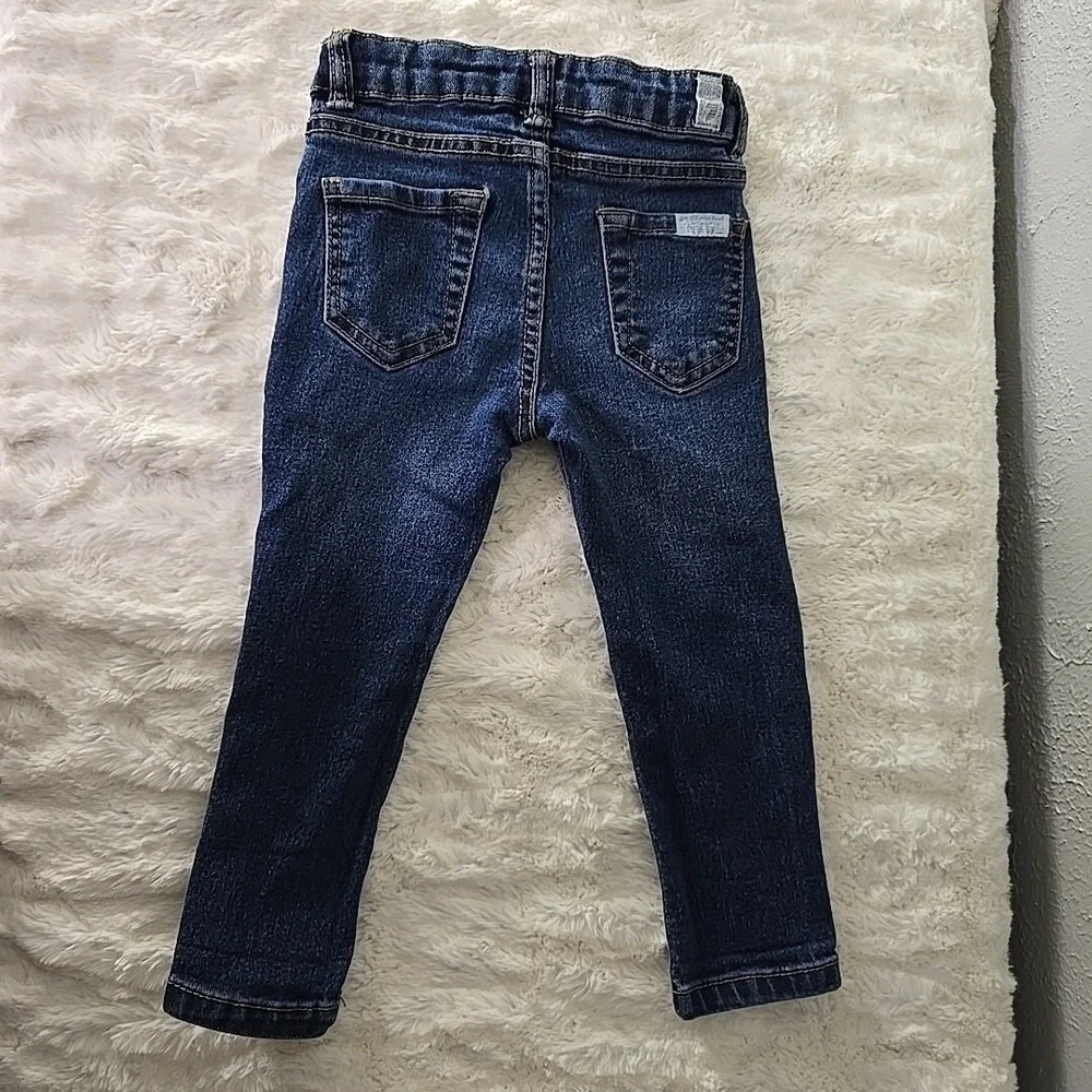 7 For All Mankind Sz‎ 2T Girls Denim Jeans Adjustable Waist Medium Wash Stretchy